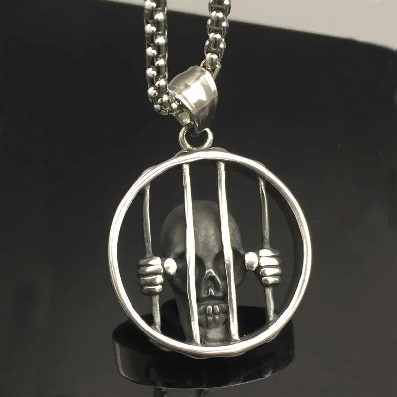 Vintage Prisoner Skull Pendant Necklace