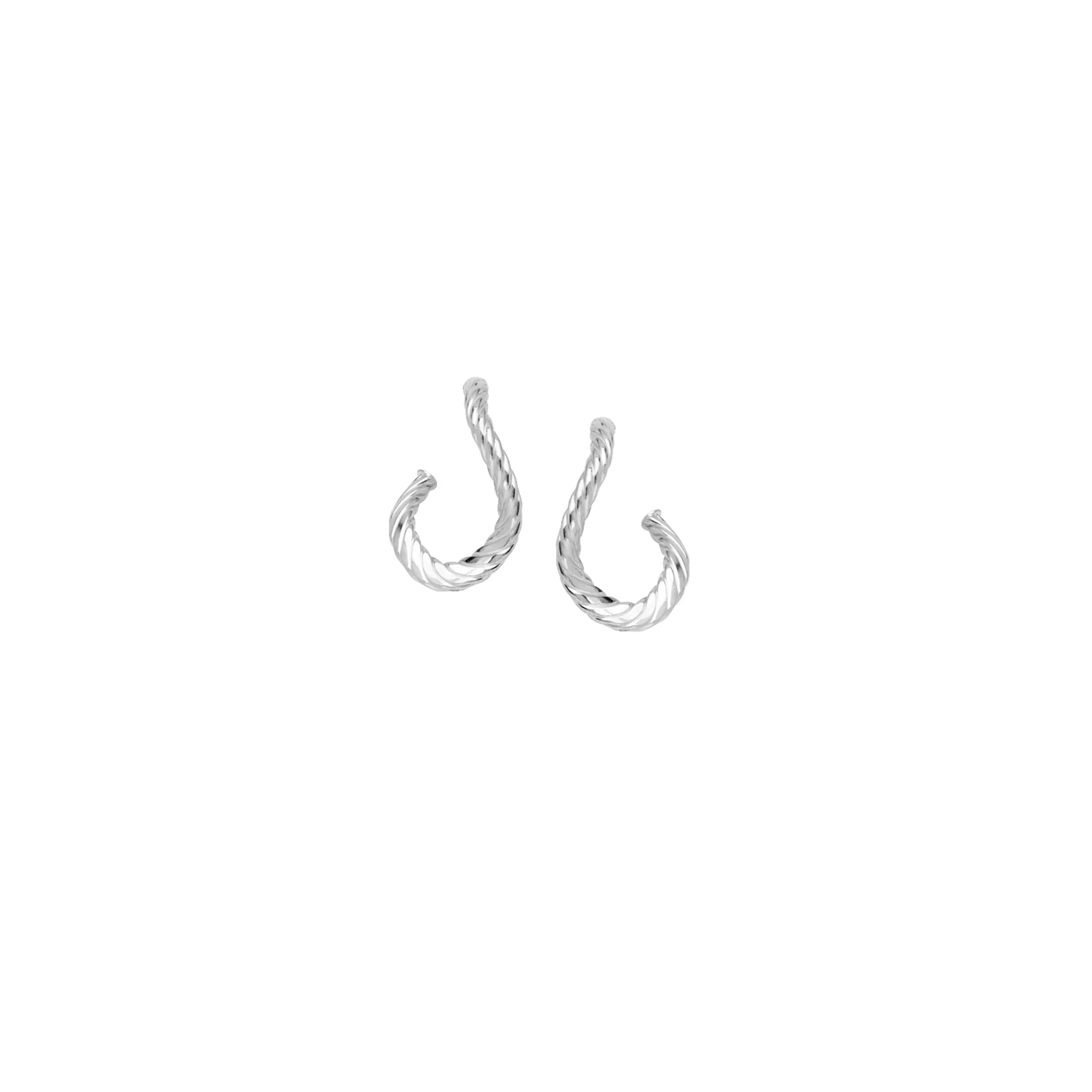 White Gold Wavy J Shaped Earrings