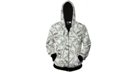 White One Hundred Dollar Buck Long Sleeves Mens Jacket Winter Hooded Hoodies