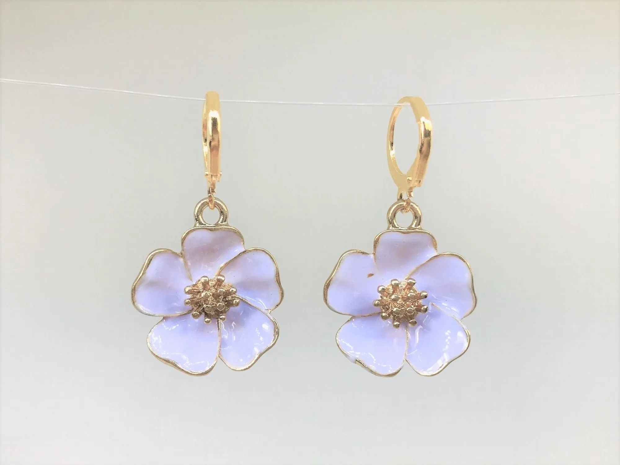 Wholesale Sakura Flower Leverback Earrings