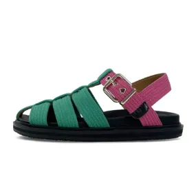 Women Woven Cutout Colorblock Sandals 