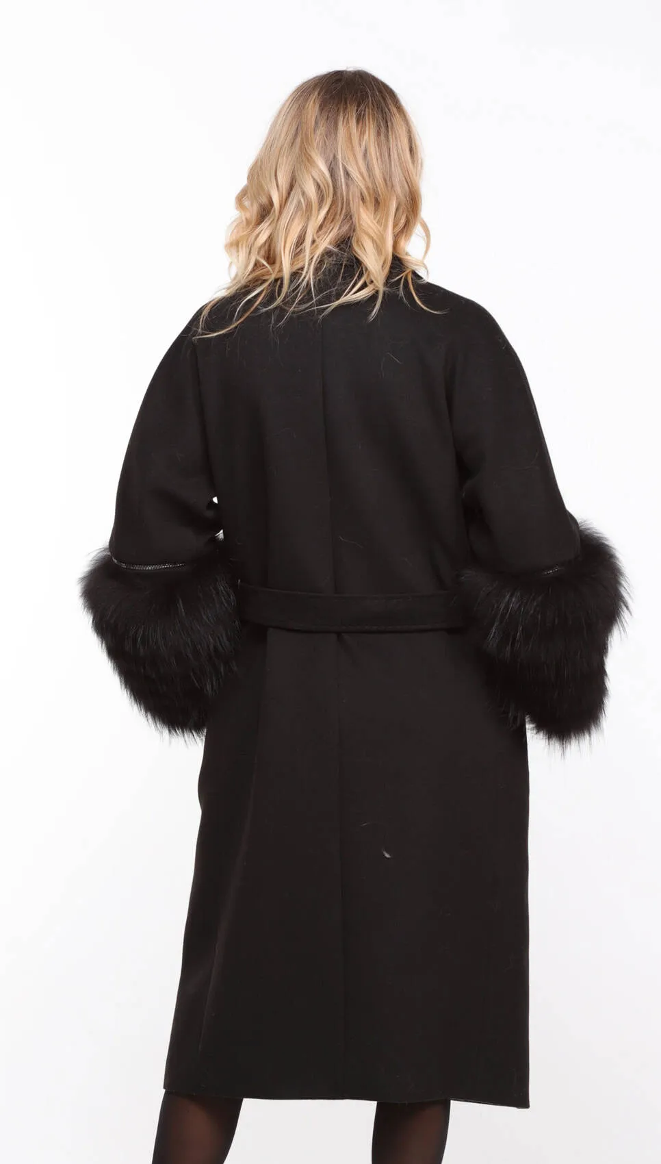 Women's black fabric + fox coat \jana\